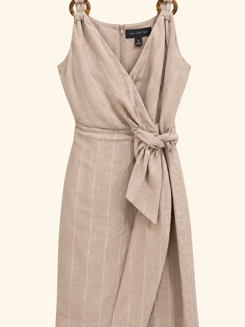 The Limited Beige Striped Wrap Dress Size 6